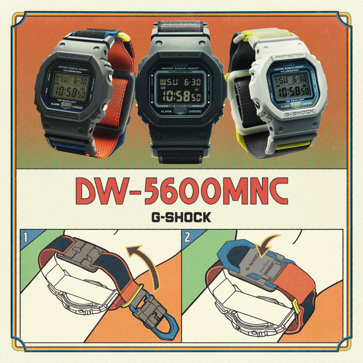 G-Shock Men Magnetic Cloth Digital Watch DW-5600MNC-7A8DR