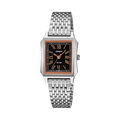 Casio LTP-B190D-1BVDF Women's Silver Stainless Steel Watch with Black Dial