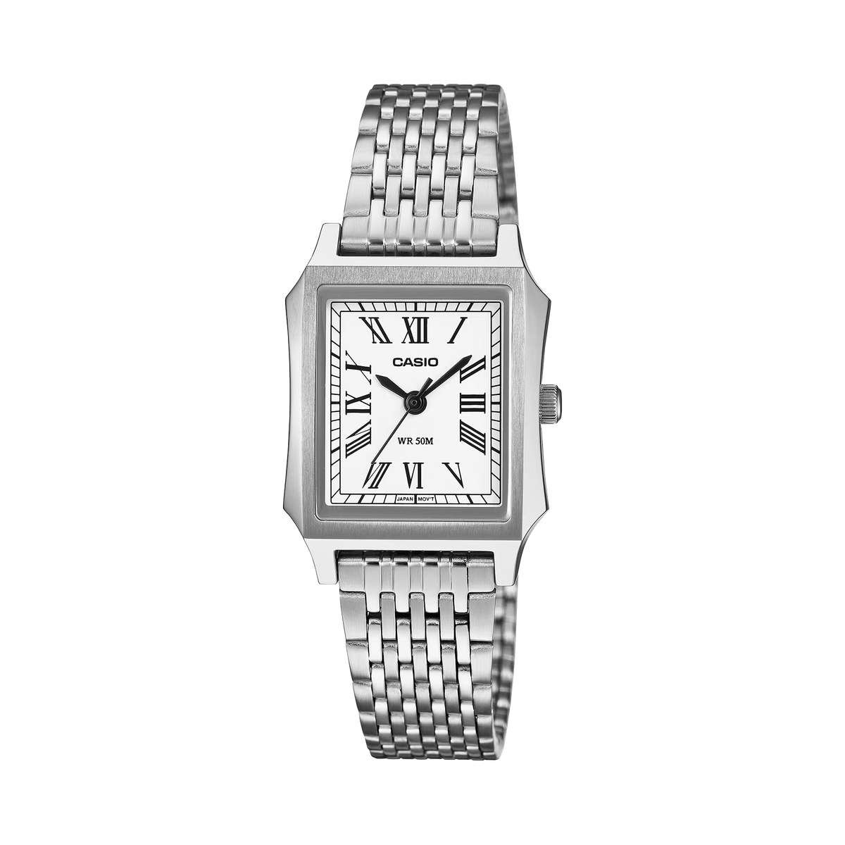 Casio LTP-B190D-7BVDF Women's Silver Stainless Steel Watch with White Dial